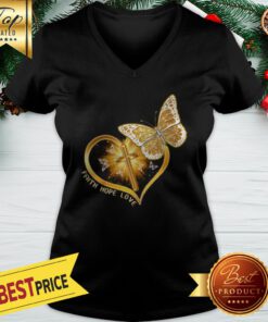 Jesus Faith Hope Love Butterfly V-neck