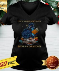 Just A Woman Who Loves Books & Dragons V-neck