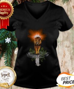 Lion Cross Jesus Reflection Water Mirror Sheep V-neck