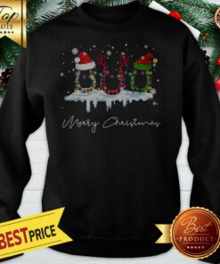 Merry Christmas Horse Paws Reindeer Elf Santa Hat Leopard Sweatshirt