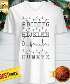 Official Abc Alphabet ECG Christmas Light V-neck