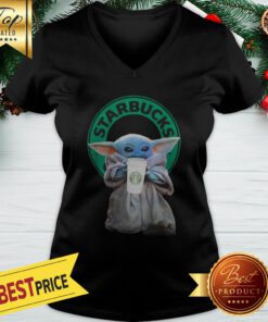 Official Baby Yoda Drinking Starbucks Star Wars V-neck