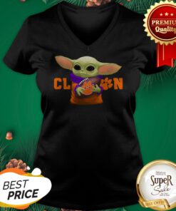 Official Baby Yoda Hug Clemson Tigers Hot V-neck