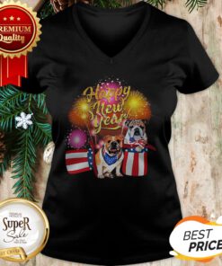 Official Bulldog Happy New Year Fireworks V-neck