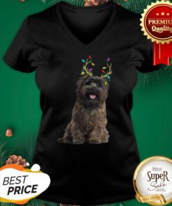 Official Cairn Terrier Reindeer Christmas Light V-neck