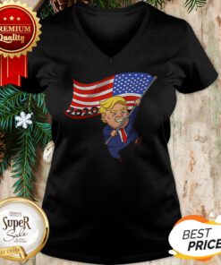 Official Donald Trump Hold American Flag USA 2020 V-neck
