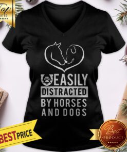 Official Easily Distracted By Horses And Dogs V-neck