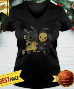 Official Pikachu And Toothless V-neck