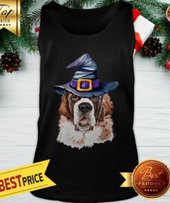 Saint Bernard Witch Hat Halloween Tank Top