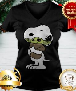 Snoopy Hugging Baby Yoda Star Wars V-neck