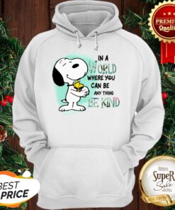 Snoopy Woodstock In A World Where You Can Be Anything BSnoopy Woodstock In A World Where You Can Be Anything Be Kind Shirte Kind Hoodie