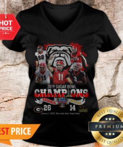 2019 Sugar Bowl Champions Georgia Bulldogs Vs Baylor Bears 26 14 V-neck