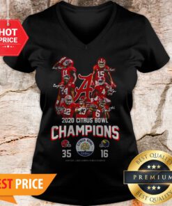Alabama Crimson Tide 2020 Citrus Bowl Champions Signatures 35 16 V-neck