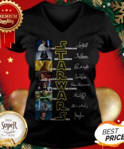 All Autographed Star Wars Luke Skywalker Darth Vader Leia Organa V-neck