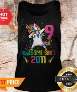 Awesome Since 2011 9 Years Old 9th Birthday Unicorn Dabbing Tank Top