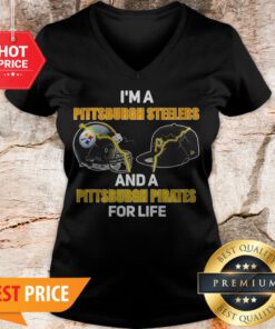 I’m A Pittsburgh Steelers Football And A Pittsburgh Pirates V-neck