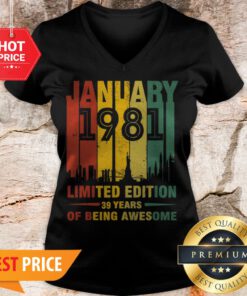 January 1981 39 Year Old Shirt 1981 Birthday Vintage V-neck