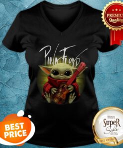 Official Baby Yoda Hug Pink Floyd Guitar V-neck