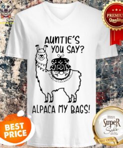 Official Llama Auntie's You Say Alpaca My Bags V-neck