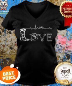 Official Motocross Love Letters With Heartbeat ShirtOfficial Motocross Love Letters With Heartbeat V-neck