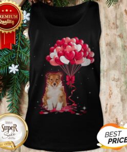 Official Shetland Sheepdog Love Balloons Heart Tank Top
