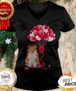 Official Shetland Sheepdog Love Balloons Heart V-neck