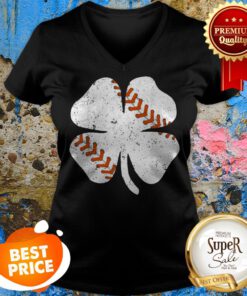 Baseball St Patricks Day Clover Men Catcher Pitcher Shamrock V-neck