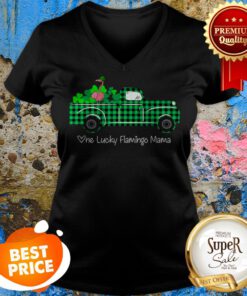 Buffalo Plaid Truck One Lucky Flamingo Mama St Patricks Day V-neck