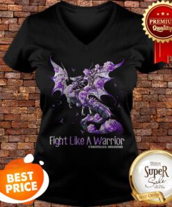 Dragon Fight Like A Warrior Fibromyalgia Awareness V-neck