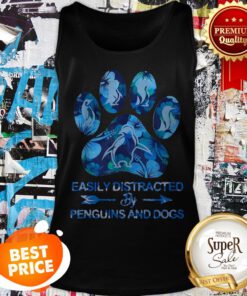 Easily Distracted By Penguins And Dogs Paw Tank Top