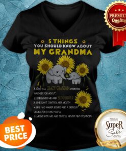 Elephants 5 Things You Should Know About My Grandma Sunflower V-neck
