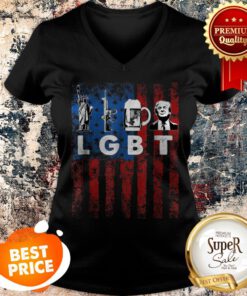 LGBT Parody Liberty Guns Beer Trump USA Flag American V-neck