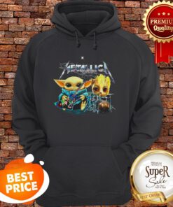 Metallica Baby Yoda And Baby Groot Play Guitar Drummer Hoodie