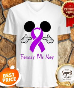 Mickey Mouse Forget Me Not Breast Cancer Awareness V-neck