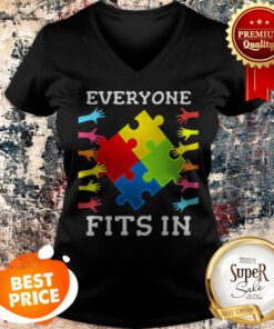 Nice Everyone Fits In Autism Awareness V-neck