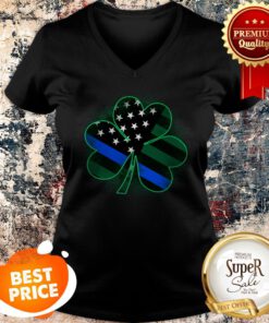Nice Thin Blue Line St Patrick’s Day Clover V-neck