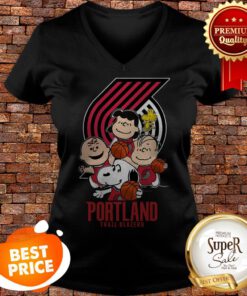 Peanut Characters Mashup Portland Trail Blazers V-neck
