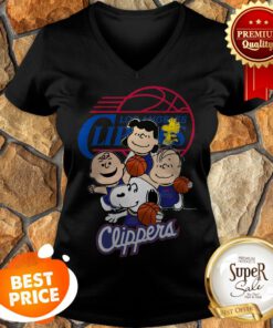 Peanuts Characters Mashup Los Angeles Clippers V-neck