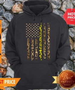 Official American Flag Thin Gold Line Leopard Hoodie