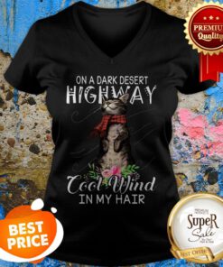 On A Dark Desert Highway Cool Wind In My Hair Cat V-Neck