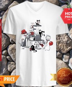 Official Horror Movie Killers Playing As Kitty Cats V-Neck