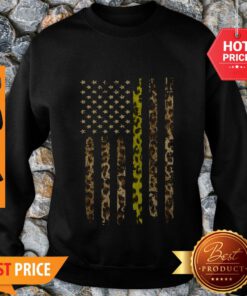 Official American Flag Thin Gold Line Leopard Sweatshirt
