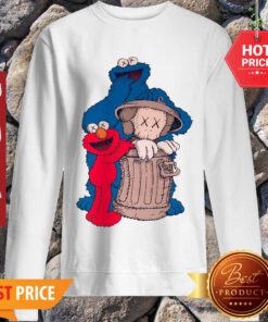 Elmo And Cookie Monster Hide KAWS In Trash Can Sweatshirt