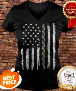 Autism Awarenesss Autism Flag Puzzle Piece V-neck