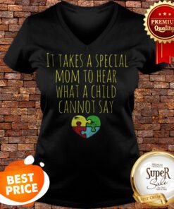 Autism Awarenesss Autistic Mom Puzzle Heart Women V-neck
