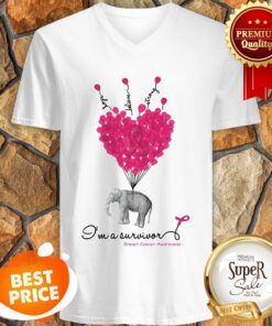 Elephant Hope Believe Strong I’m A Survivor Breast Cancer Awareness V-neck