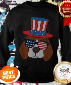 July 4th American Sunglasses USA Flag Patriotic Beagle Dog Sweatshirt