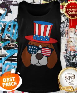 July 4th American Sunglasses USA Flag Patriotic Beagle Dog Tank Top
