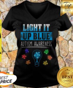Light Bulb Light It Ip Blue Autism Awareness V-neck