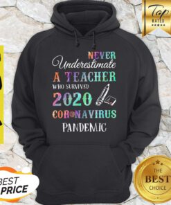 Nerver Underestimate A Teacher Who Survived 2020 Coronavirus Pandemic Hoodie